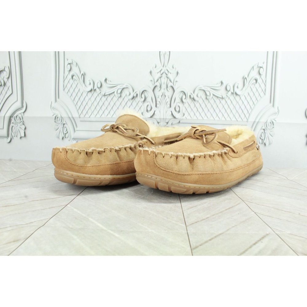 LL Bean Brown Suede Slip On Wicked Good Original Moccasin Slippers 11 Wide - Picture 2 of 9